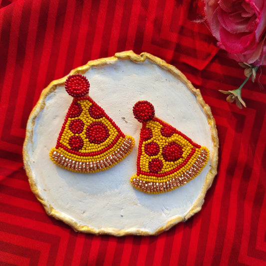 Cheesy Slice Beaded Earring