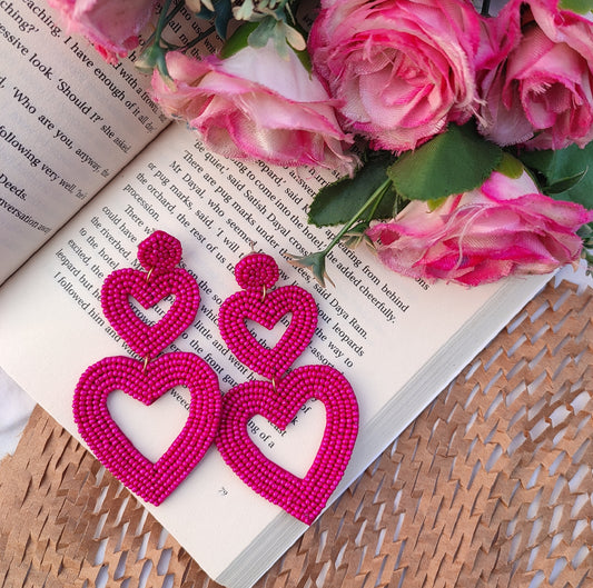 Double Heart Beads Earring