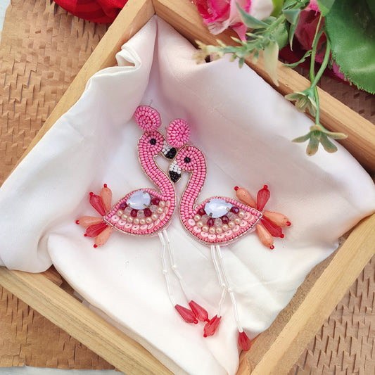 Blushing Flamingo Beaded Earring