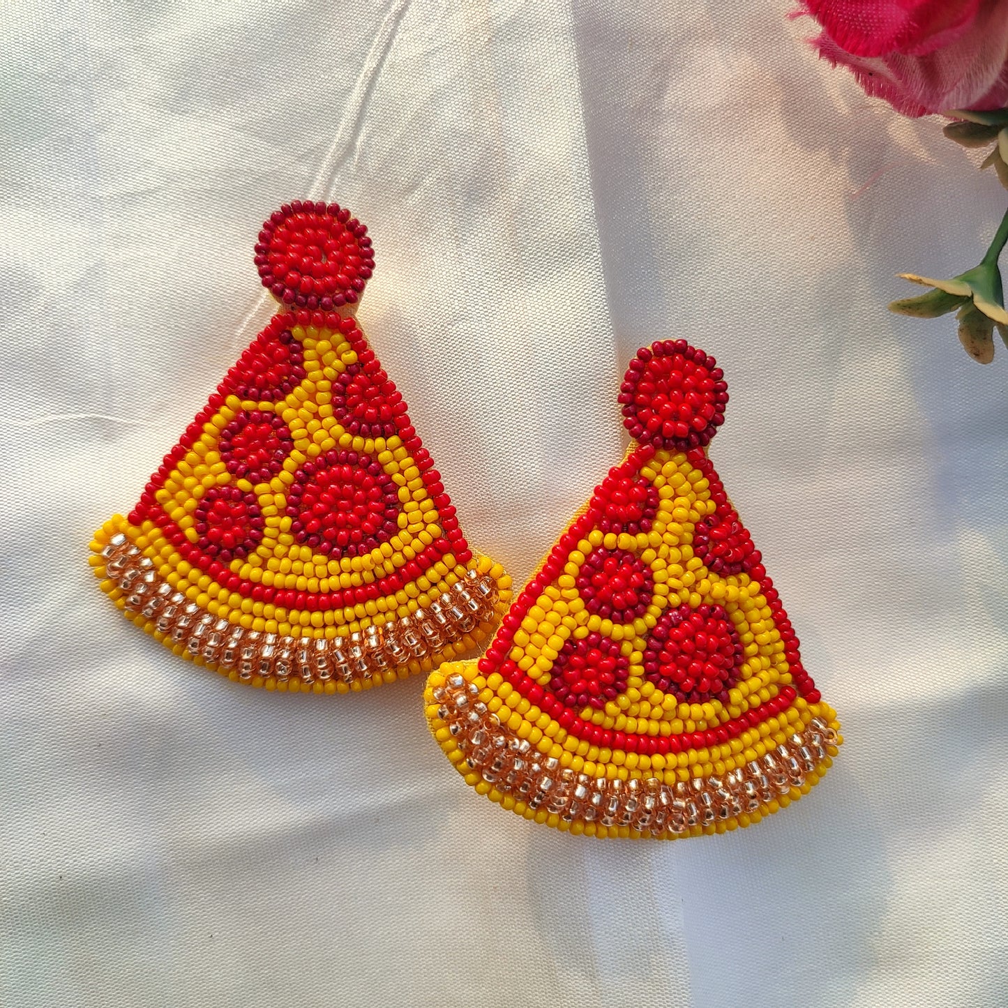 Cheesy Slice Beaded Earring