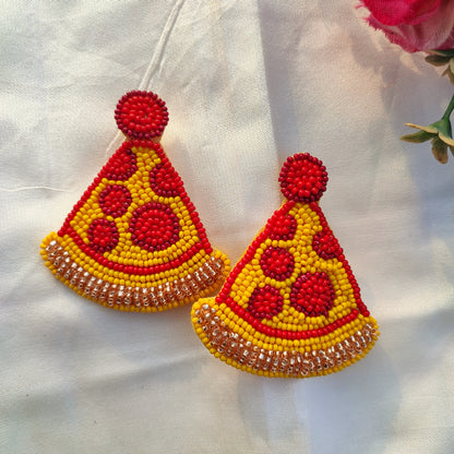 Cheesy Slice Beaded Earring