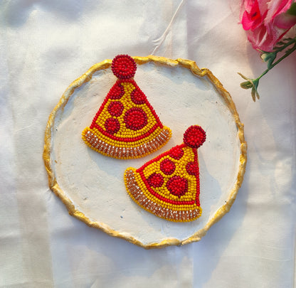 Cheesy Slice Beaded Earring