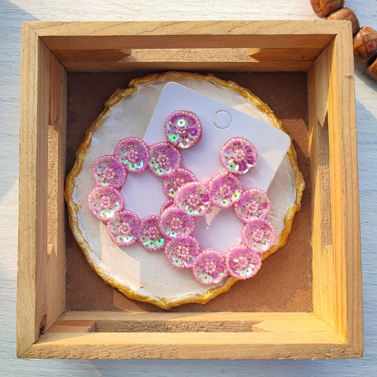 Lavender Blush BIoom Loop Beaded  Earrings