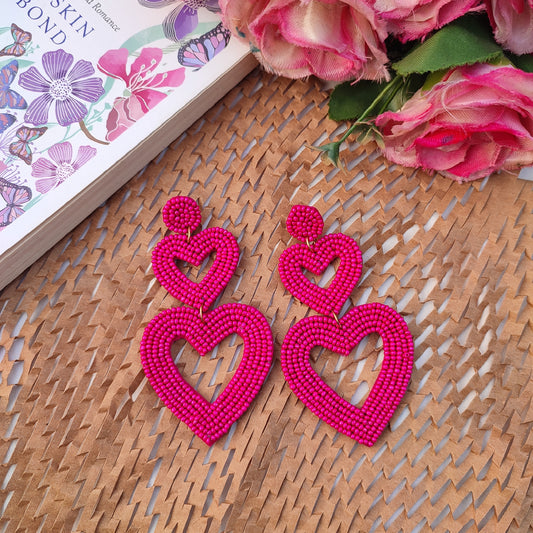 Double Heart Beads Earring