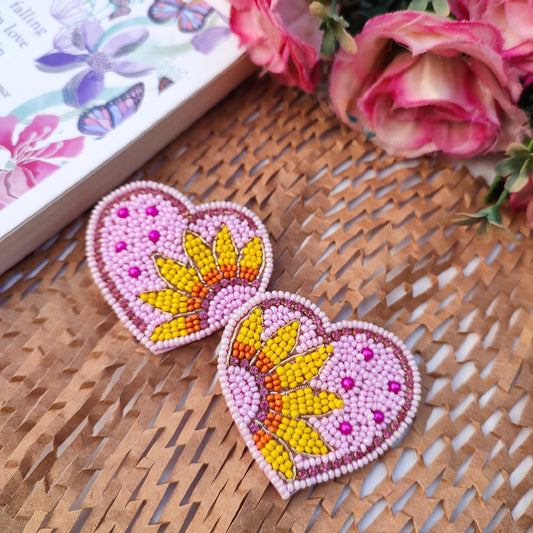 Sun-Kissed Heart Beaded Earring