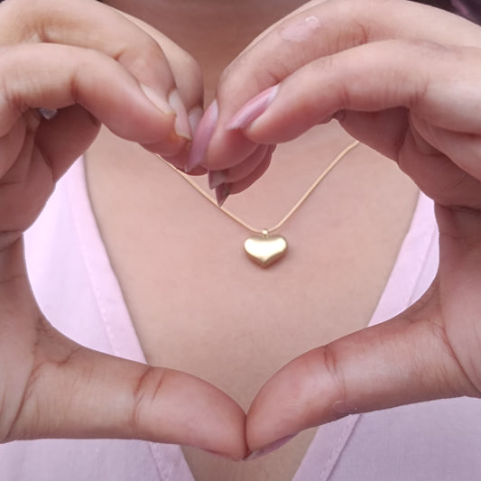 Dainty Solid Puffed Heart Necklace