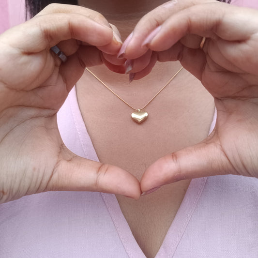Dainty Solid Puffed Heart Necklace