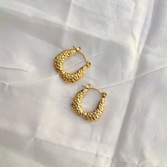 Textured Teardrop Hoop Earring
